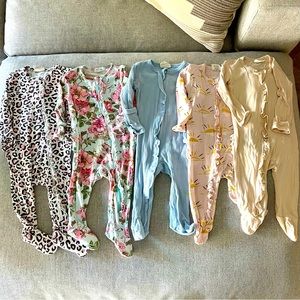 Spearmint Love and Angel Dear baby girl 6-9M ruffle footie bundle